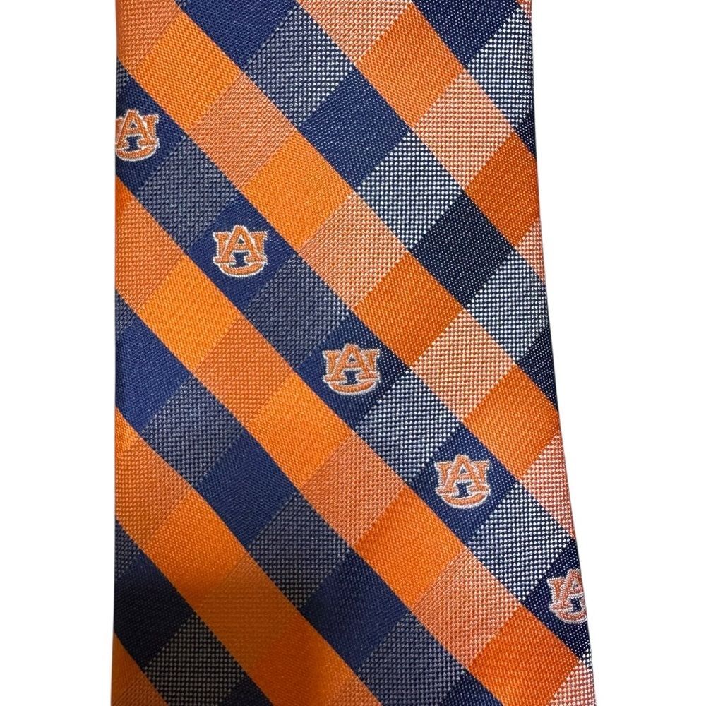 Auburn University Tigers War Eagle Eagles Wings Orange Navy Plaid Spiritwear Tie